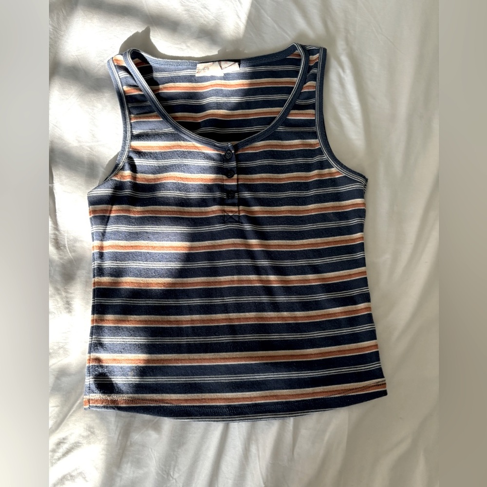 Striped tank top with buttons